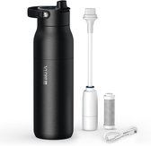 BRITA LARQ iQ Digitale Drinkfles - Zwart - 1000ml - Slimme RVS waterfles met app voor live-tracking en motivatie , actieve koolstofwaterfilter & UV-C - neutraliseert 99.99% bacteriën, vermindert micro-onzuiverheden, PFAS & meer