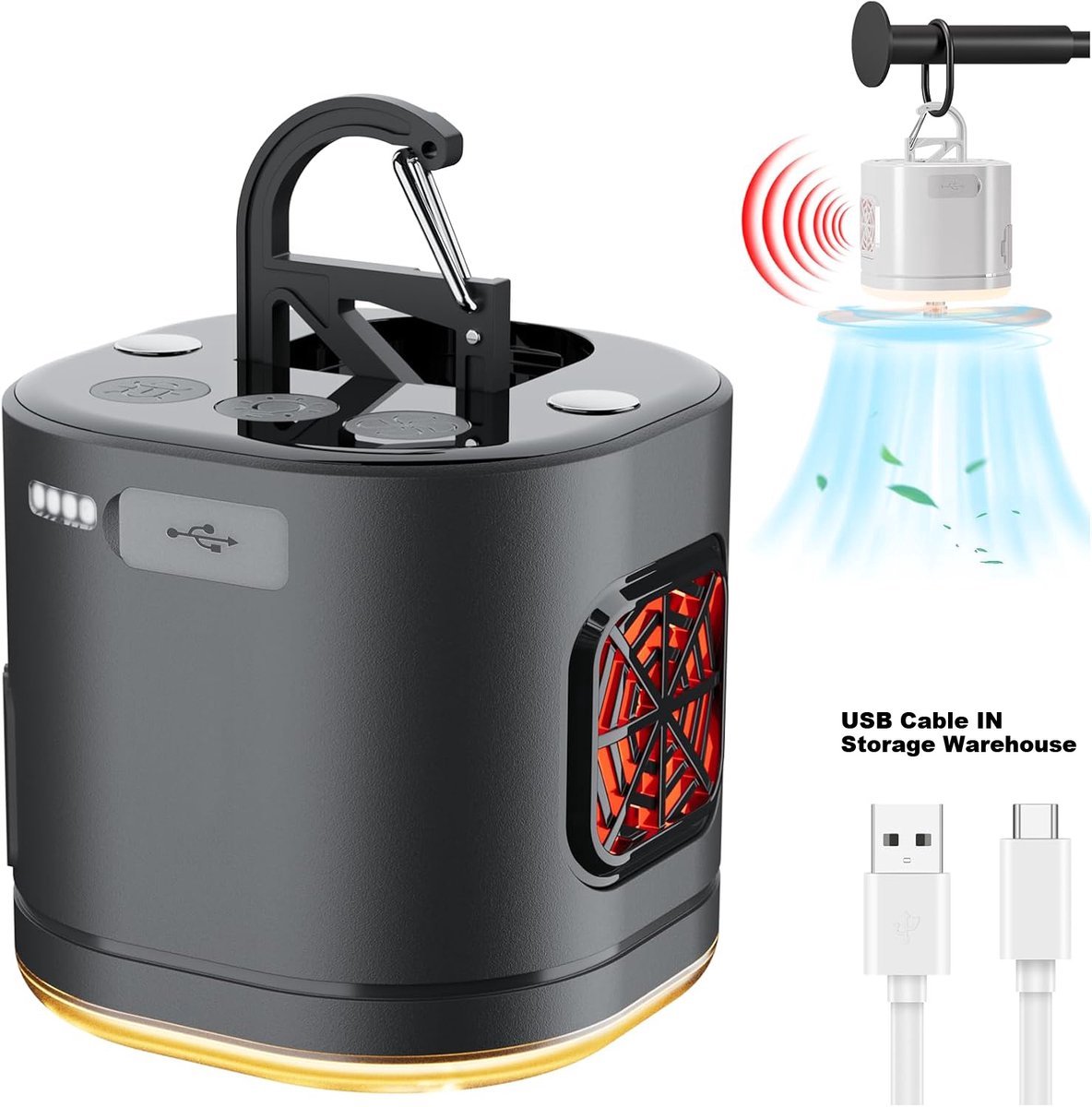 Torngat TentLight Pro - LED Campinglamp en Tentlamp - Draagbare Outdoor Hanglamp voor Camping, Thuis, Tuin, Auto, Caravan en Stroomuitval - Compacte Noodlamp - Oranje