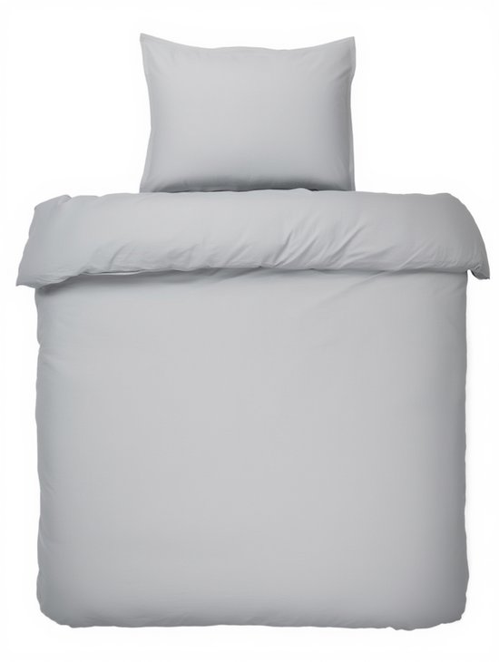 HUSH Living Dekbedovertrek percale - 100% katoen - 200TC - extra fris en koel - sterk en slijtvast - 140x220+20cm - 60x70cm kussensloop - lichtgrijs