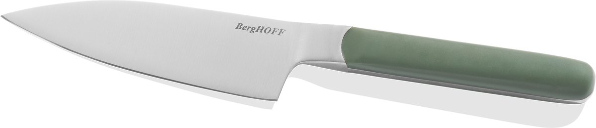 BergHOFF Home Elements Santokumes 11,5 cm – Japans Koksmes met Anti-Plak Lemmet voor Groenten, Vis & Vlees – Vlijmscherp RVS, Ergonomisch Handvat & Vaatwasbestendig Mes – Khaki