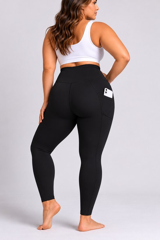 SparkNine Softcurve plus size legging - met zijzakken - 5XL - zwart - zachte stof - ademend - niet doorschijnend van Bellivalini — afbeelding 5