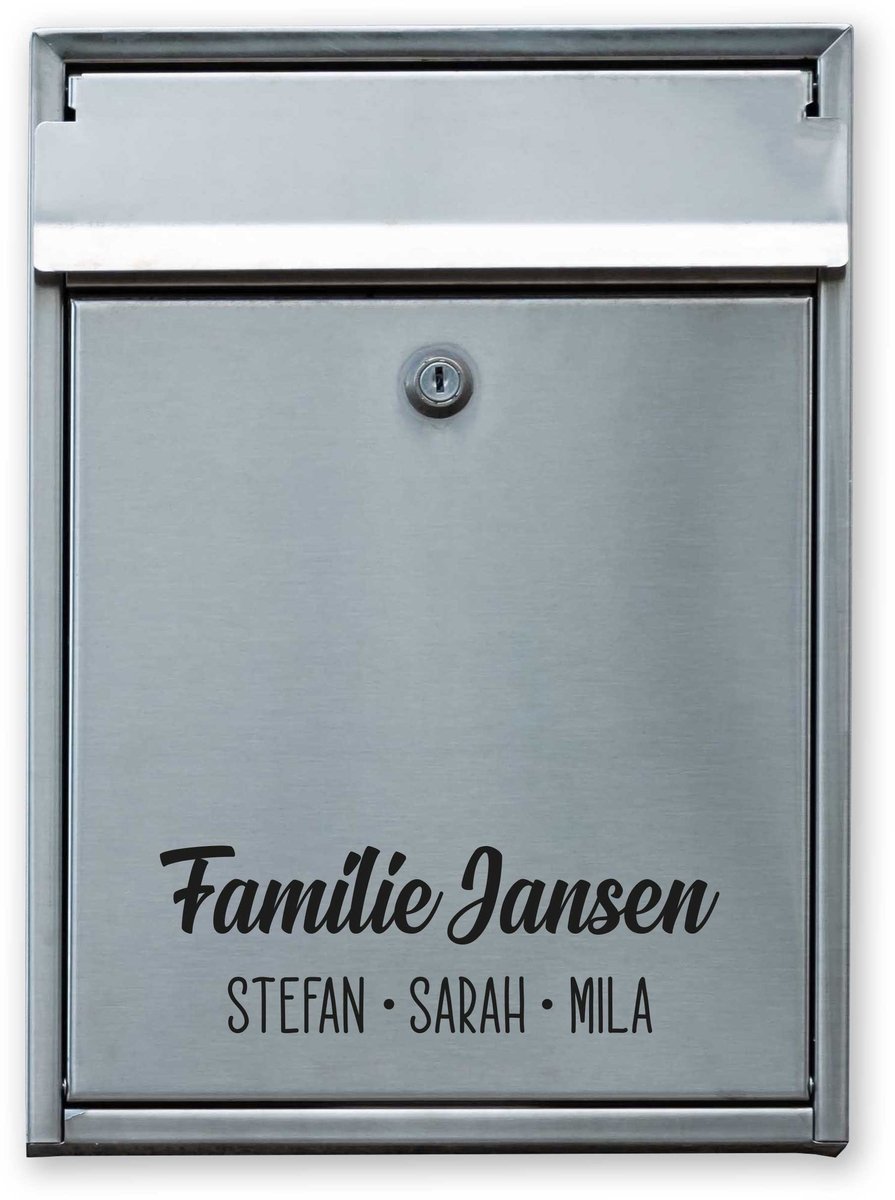 Brievenbussticker met Familienaam | Gepersonaliseerde Naamsticker | Zwart