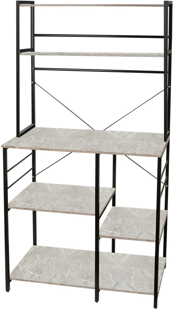 PIPIPOXER- Keukenkast – Keukenrek Staand – Magnetronkast – Apothekerskast – Organizer – Metaal – Hout – 90 x 40 x 168cm –Grijs