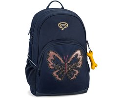 Stones and Bones Aspen 3.0 - Sac à dos - 2 Compartiments - Poche avant - Compartiment pour ordinateur portable - Glitter Butterfly - Bleu foncé