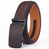 Rhinobelt - Riem Heren Automatische Gesp - Ceintuur Heren - Riem Zonder Gaatjes - Echt Leer - Perfecte pasvorm - 120CM - Bruin Carbon