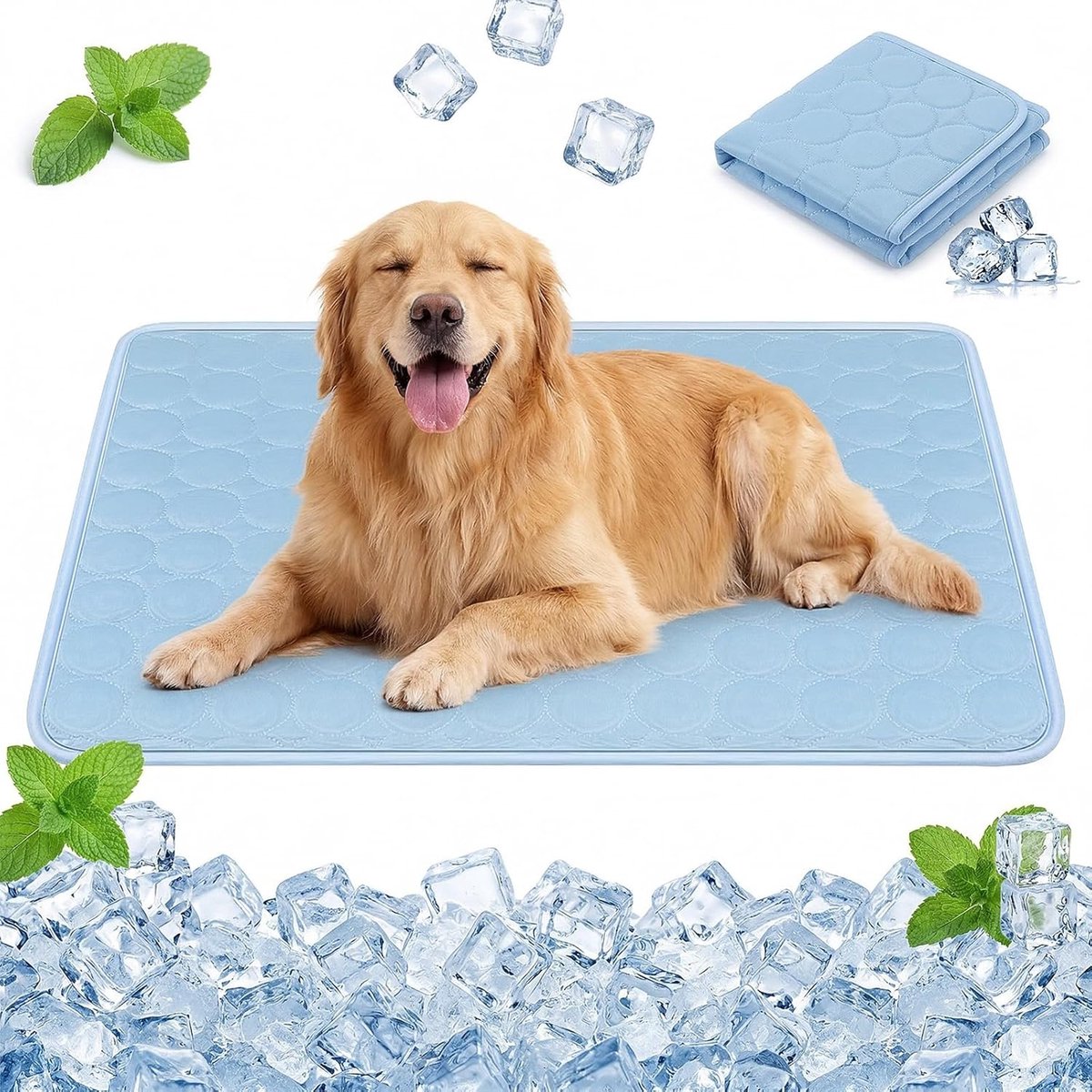 Koelmat – Koelmat voor huisdieren – Koelmat honden – Koeldeken katten – Wasbare koelmat – Geschikt voor alle honden katten – 70*55 cm – Blauw - L