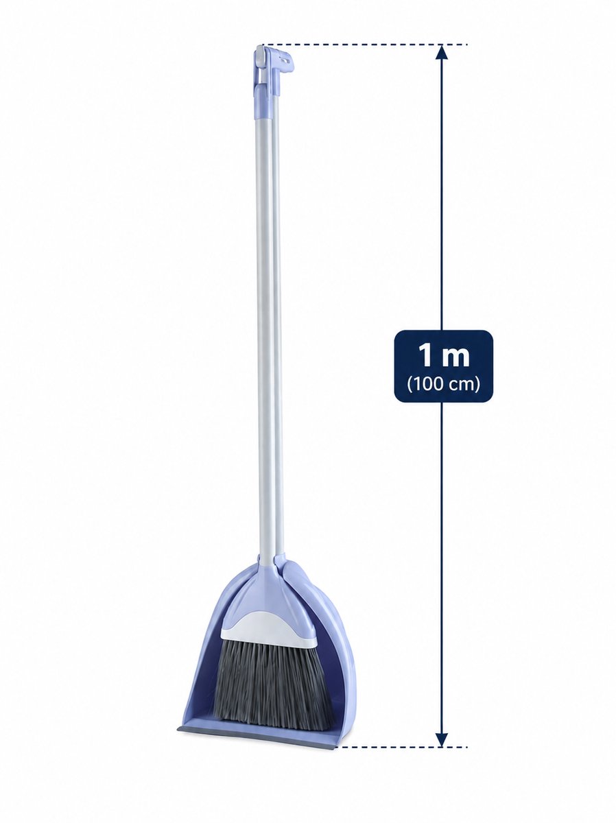 Dustpan & Brush Set Long Handle - 1 Meter - Standing Cleaning Set - Ergonomic Design