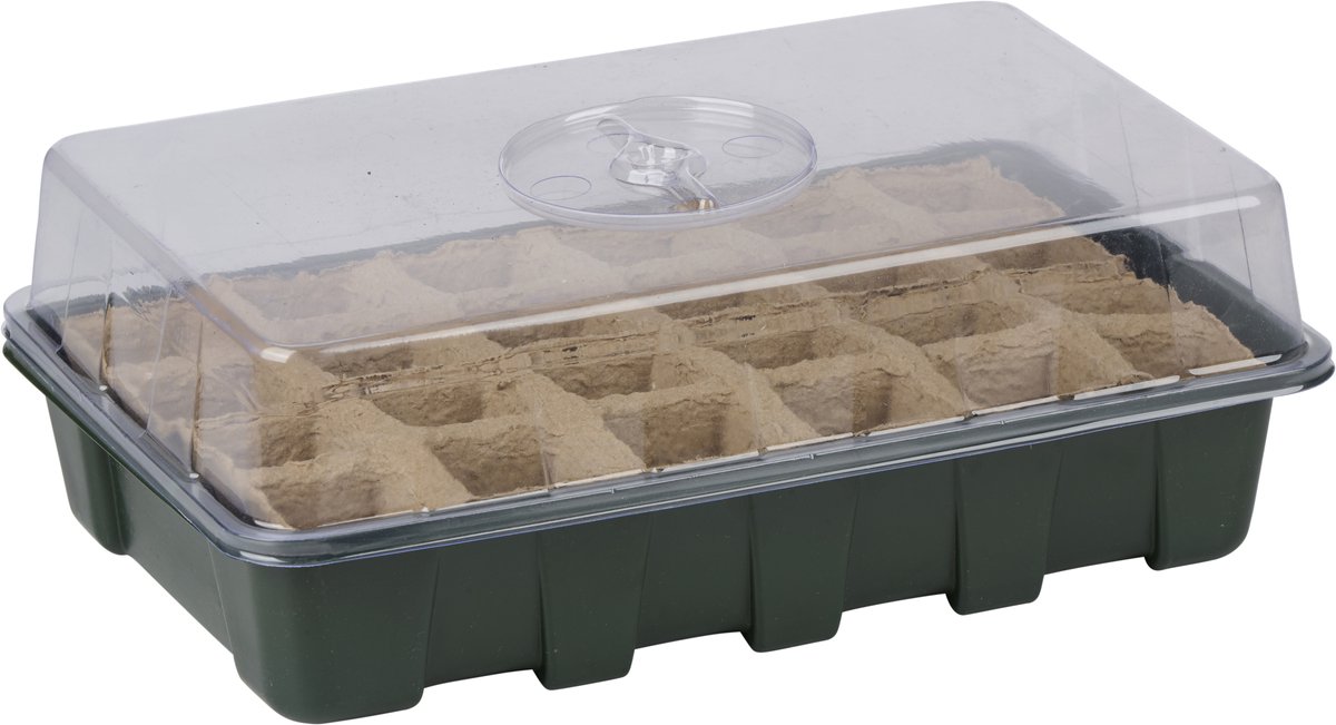 Kinzo Kweekkas – Set van 2 – Kweekbak met 12 Cellen – Mini Kas voor Kruiden Kweken – 30 x 19,5 x 10,5 cm