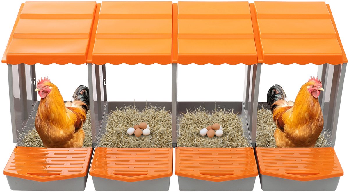 Kippennestkast - Vogelhuis Legnest - Eieren Verzamelen - Geïntegreerde Klep - 121 cm - Oranje