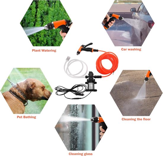 Hogedrukreinigers - Membraampomp - Waterpomp - Drinkwaterpomp - 12v - Auto Was Set - Voor Auto, Tuin, Huisdieren — afbeelding 5