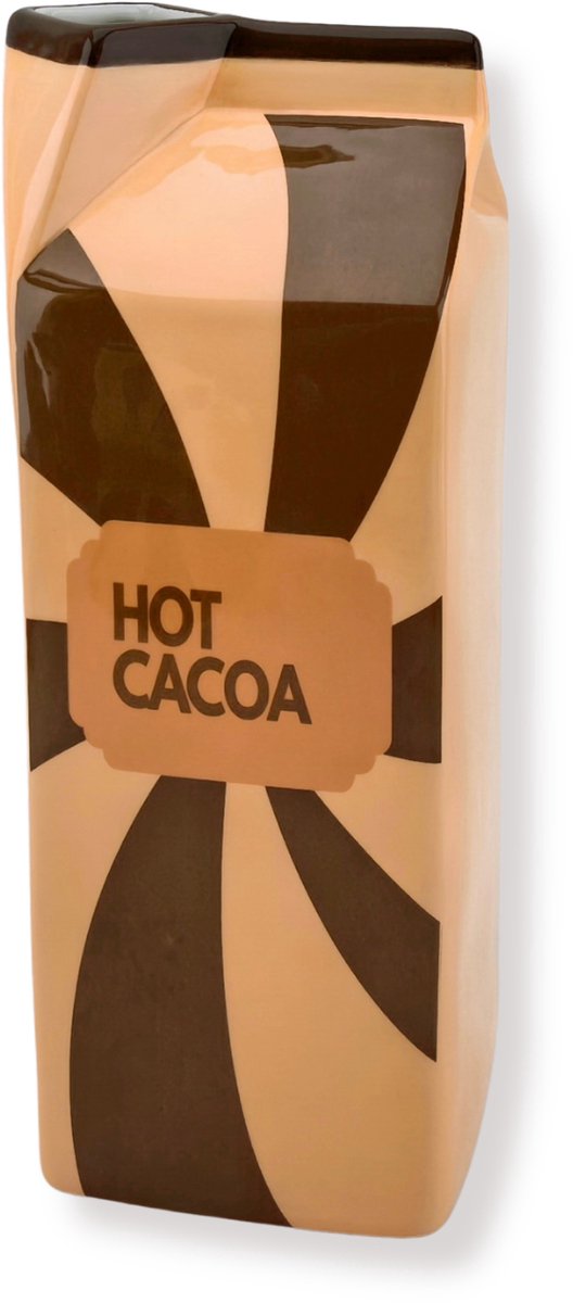 Housevitamin Bloemenvaas - Melkpak Vaas 'Hot Cocao' - Bruin/Karamel - Dolomiet - 10x10x25,5cm