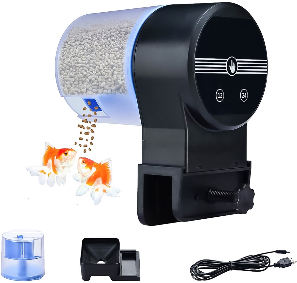 Automatic Feeder Aquarium - Visvoederautomaat - Automatic Feeder - Visvoederautomaat Vijver - 2 Voedingsmodi - Zwart