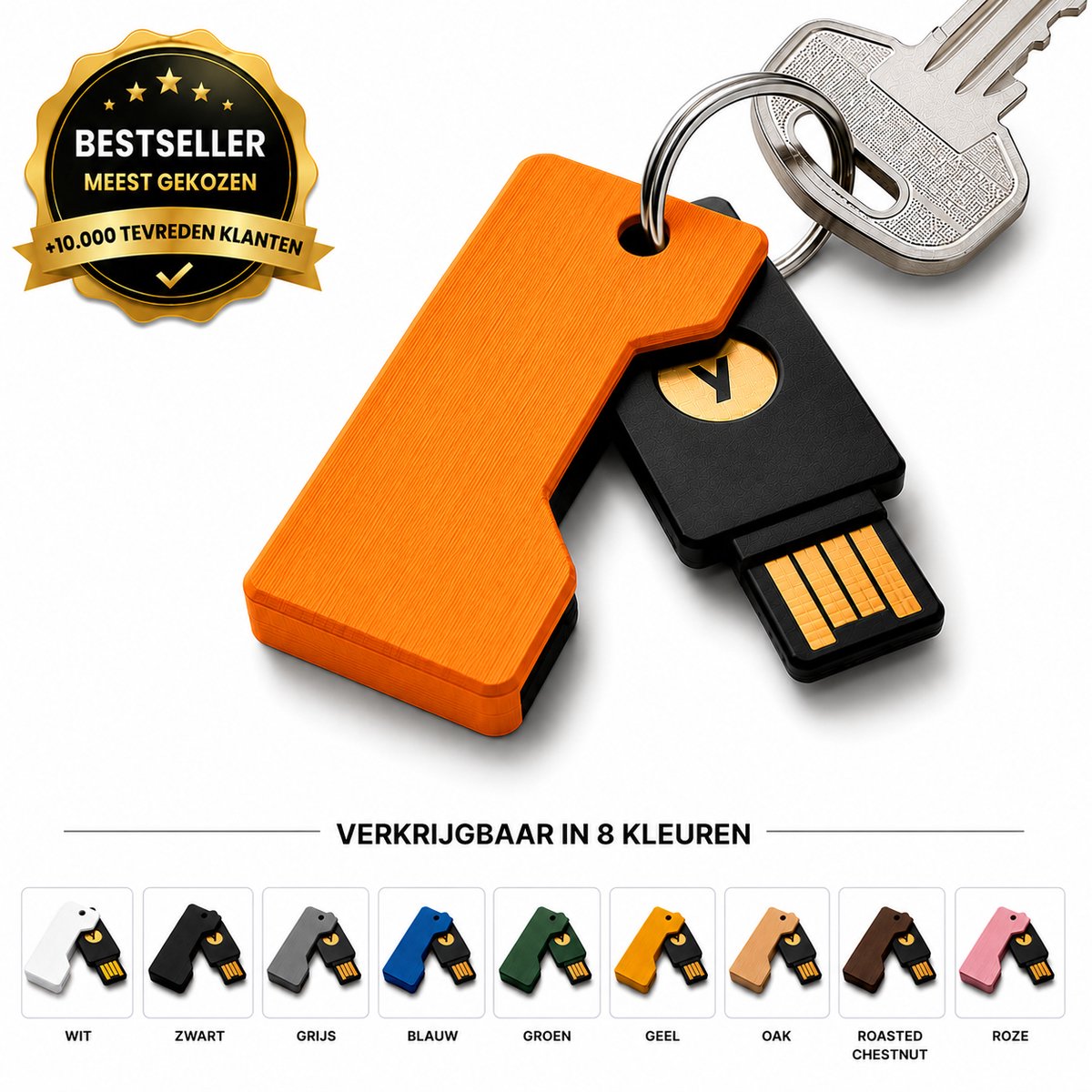 YubiKey Cover - USB Security Key Beschermhoes - Flip Cover Sleutelhanger Case - Compacte Beveiligingssleutel Houder - Krasbestendige USB Authenticatie Sleutel Cover - Travel Friendly - Oranje