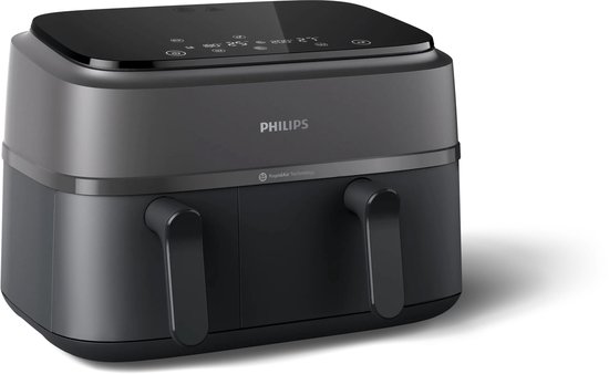 Philips Airfryer 3000 serie NA350/00 – heteluchtfriteuse 9L, 2 manden, 8 programma’s, digitaal display