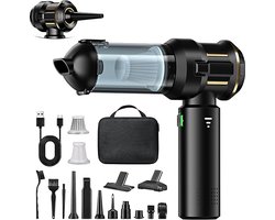 Draadloze Handstofzuiger - Mini Auto Stofzuiger - 4-in-1 Stofblazer - 25.000 Pa Zuigkracht - Borstelloze Motor - 6000mAh Batterij - 1-Touch Leegmaken - EVA Tas - Voor Auto en Thuis - Zwart