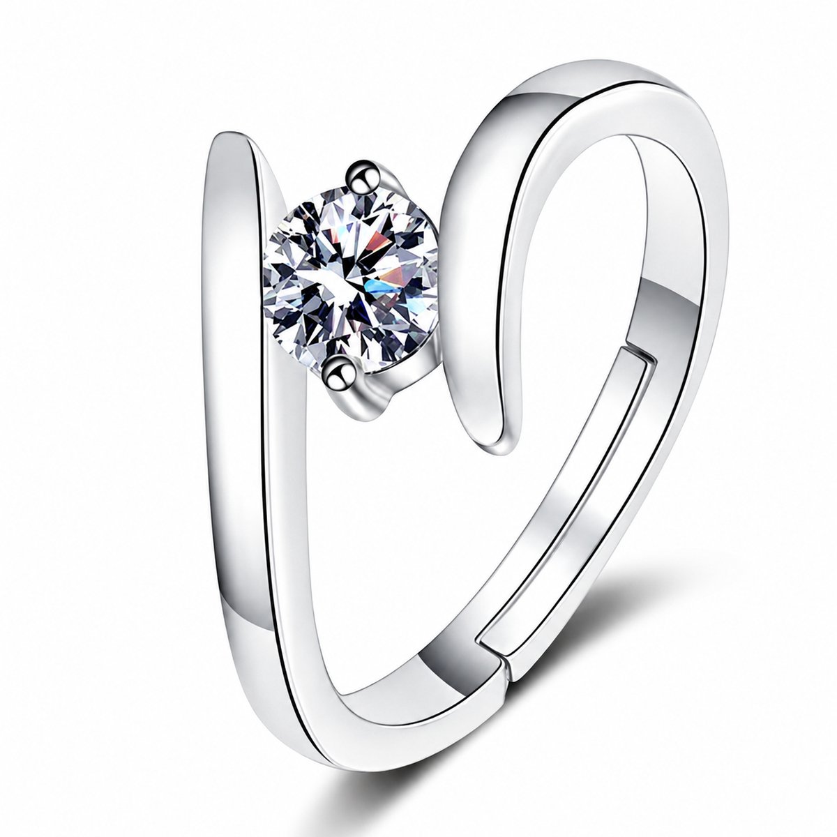 Matthew Studio Ring Dames – 925 Sterling Zilver – Verstelbare Ring met Zirkonia – Minimalistische Zilveren Ring – Cadeau voor Vrouwen