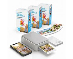 Mobiele Fotoprinter Combideal met 70 Fotovellen - Mini Printer Incl. Fotopapier - Draagbaar Printer met Navullingen - Formaat van 54x80 mm Refill - Portable Photo Printer Phone - Pocket Thermal Printer - Kleine Draadloze Foto Afdrukker - Silvergear