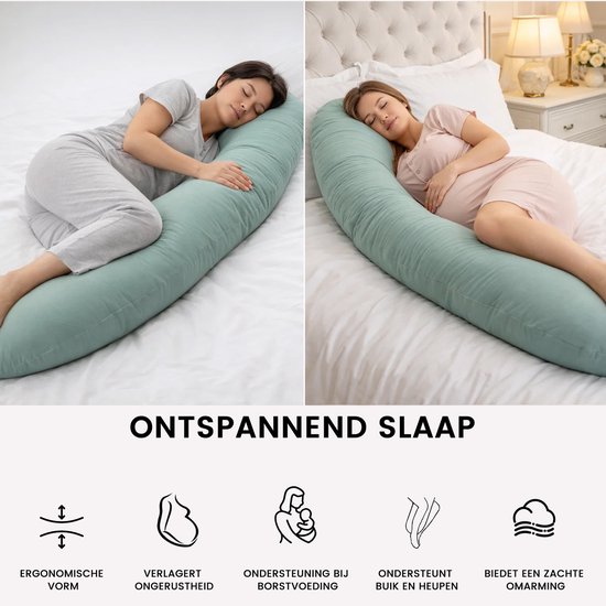 DAITORE - Zwangerschapskussen XXL - 190x32cm - Afneembare & Wasbare Hoes - Ergonomisch Zijslaapkussen - Voedingskussen - Lichaamskussen - Body pillow — afbeelding 3