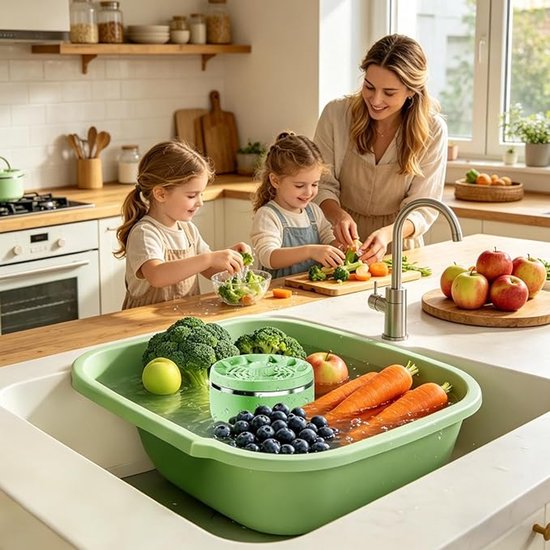 Draagbare Fruitwasser - Pesticiden Reiniger - USB-Fruitreiniger - 4 Instelbare Standen - Produce Purifier - Groente- En Fruitreiniger - Keukengebruik - Geschikt Voor Het Reinigen Van Fruit, Groenten En Vlees - Groen — afbeelding 3