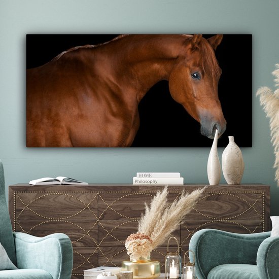 Tableau Toile Cheval - Oeil - Marron - 160x80 cm - Décoration murale
