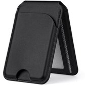 Magnetische portemonnee Geschikt voor MagSafe met verstelbare standaard, 5 kaartsleuven, RFID-antidiefstalfunctie, verbeterde leren kaarthouder, Geschikt voor iPhone 17/16/15/14/13/12-serie - Zwart
