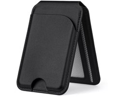 Magnetische portemonnee Geschikt voor MagSafe met verstelbare standaard, 5 kaartsleuven, RFID-antidiefstalfunctie, verbeterde leren kaarthouder, Geschikt voor iPhone 17/16/15/14/13/12-serie - Zwart