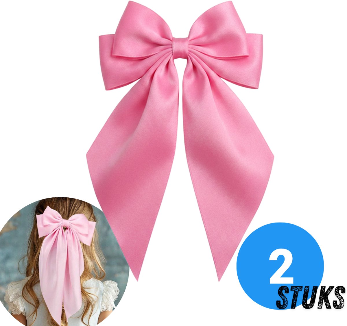 Chipa - Roze Haarstrik met Clip – 2 stuks - Koningsdag - Elegante Haaraccessoire – Koningsdag accesoires dames - Perfect voor Koningsdag & Feestjes - Kingsday