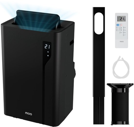 Mobiele airco 12.000 BTU MOA – Koelen, ontvochtigen, ventileren tot 35m² – Met afstandsbediening en raamkit
