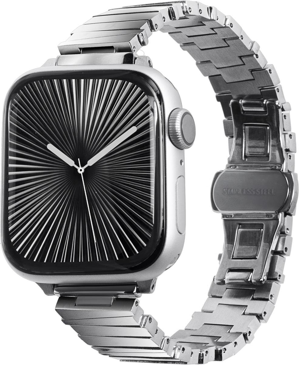 LAUT Links March Apple Watch Bandje 42/44/45/46/49mm – Zilver – RVS Schakelband