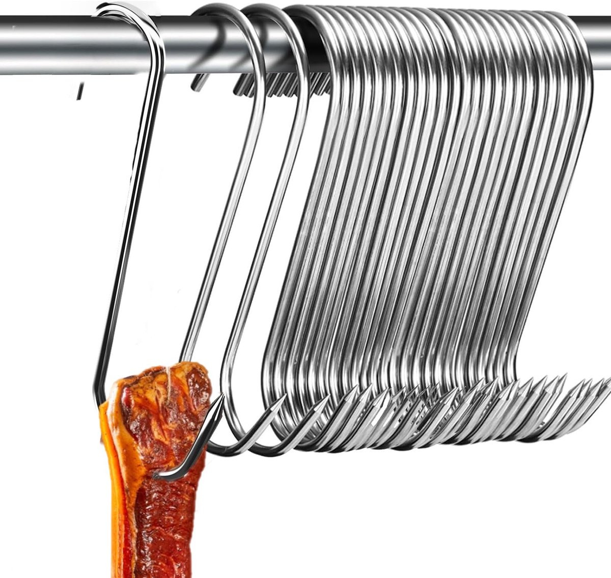 Dailygoods - 20 Stuks Roestvrijstalen Vleeshaken voor Roken en Grillen