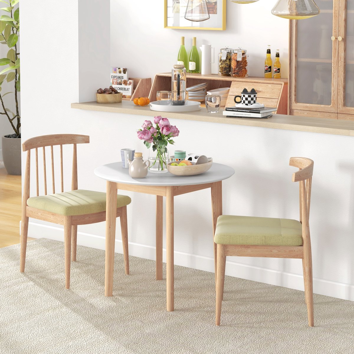 REDOM Ronde Eettafel - Voor 2 Personen - Landelijke Stijl - Woonkamer Of Keuken - Hout - Wit - Ø75 X 76 Cm White