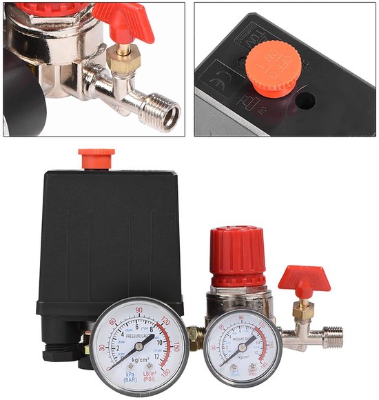 Air Compressor 12 Bar - Pressostat - Drukschakelaar met Drukmeters voor Snelle Drukverlagingsschakelaar Regelaars van Merkloos	 — afbeelding 3