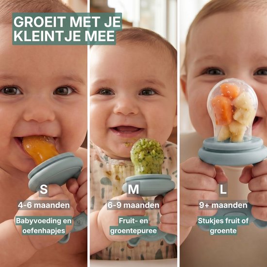 Broemba Fruitspeen & IJsblokjesvorm - Baby Speen met Bijtring - 100% Siliconen - 3 Speenmaten S/M/L - BPA-vrij - 4+ maanden - Blauw van Broemba — afbeelding 4