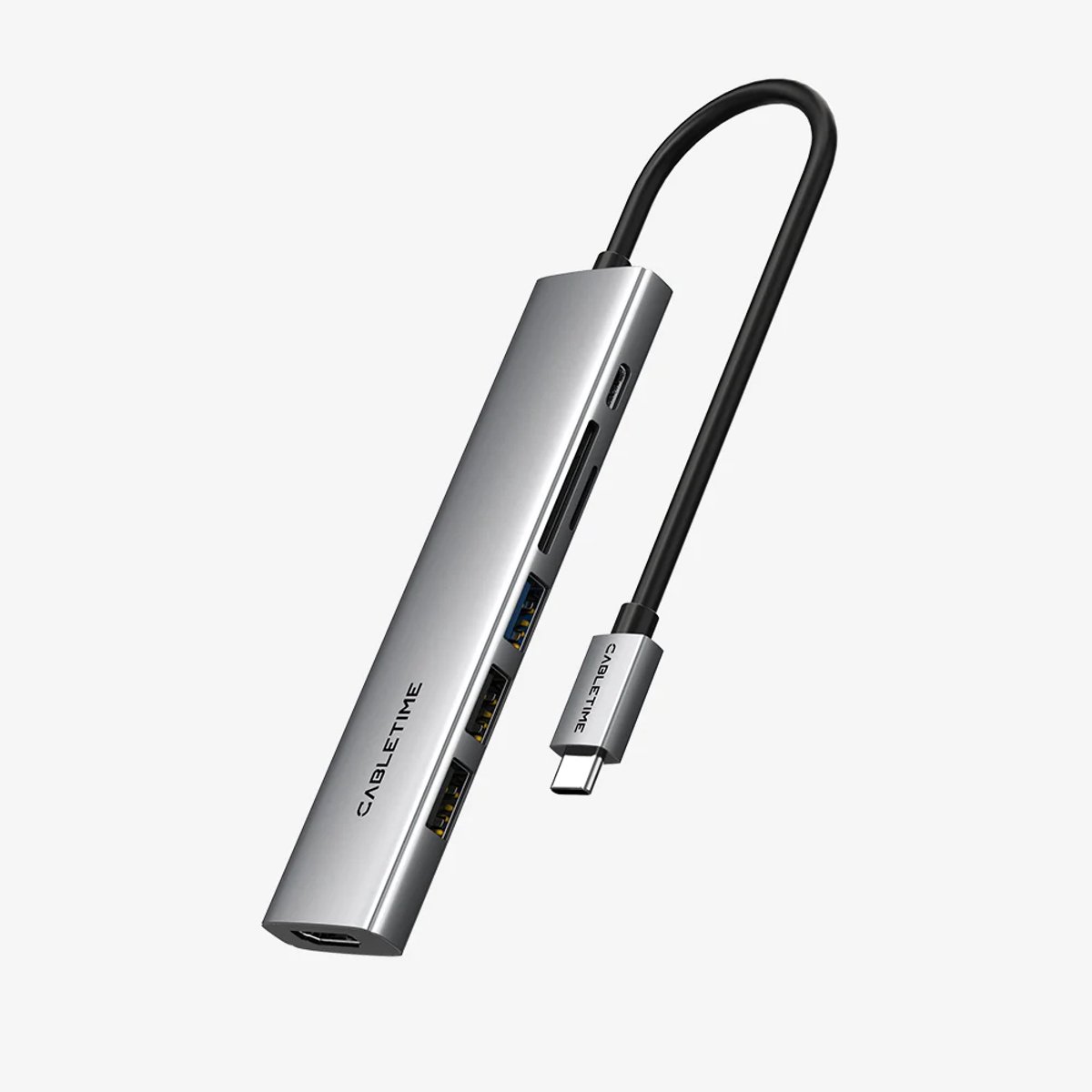 Cabletime 7-in-1 USB-C Hub geschikt voor MacBook en Windows - 4K HDMI - USB 3.0 - SD/TF-kaartlezer