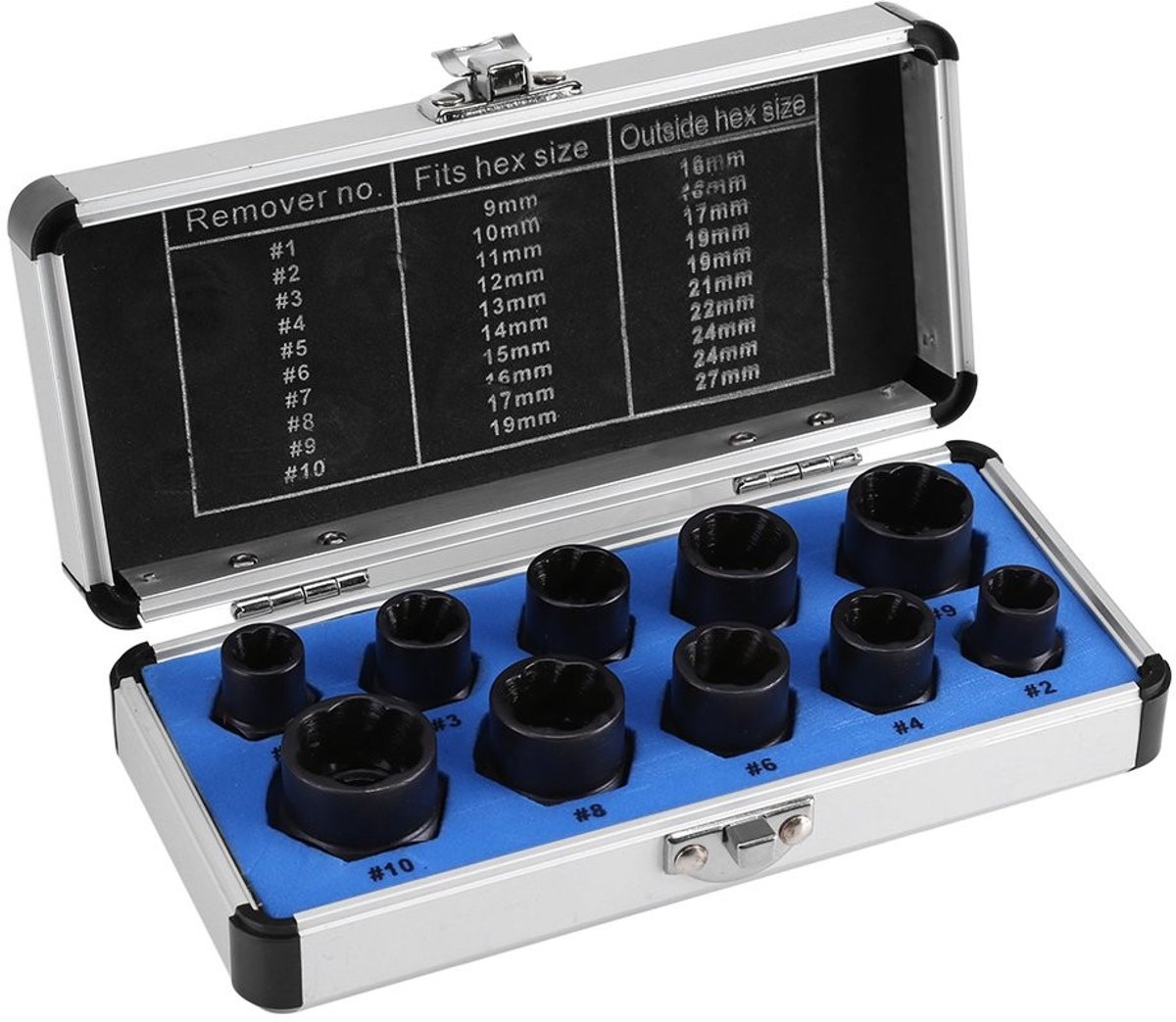 Dailygoods - Set van 10 Gestripte Moer Removers voor Bouten en Moeren