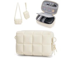 Digitale Camera Tas - Waterdichte Opbergcase Voor Compacte Camera - Schokbestendige Zachte Voering - Dual Draagopties Met Handvat En Riemen - Beige Kleur Voor Canon Powershot G7x Mark Ii Iii Sony Dscw800 Dscw830 Fujifilm Xt30 Iii
