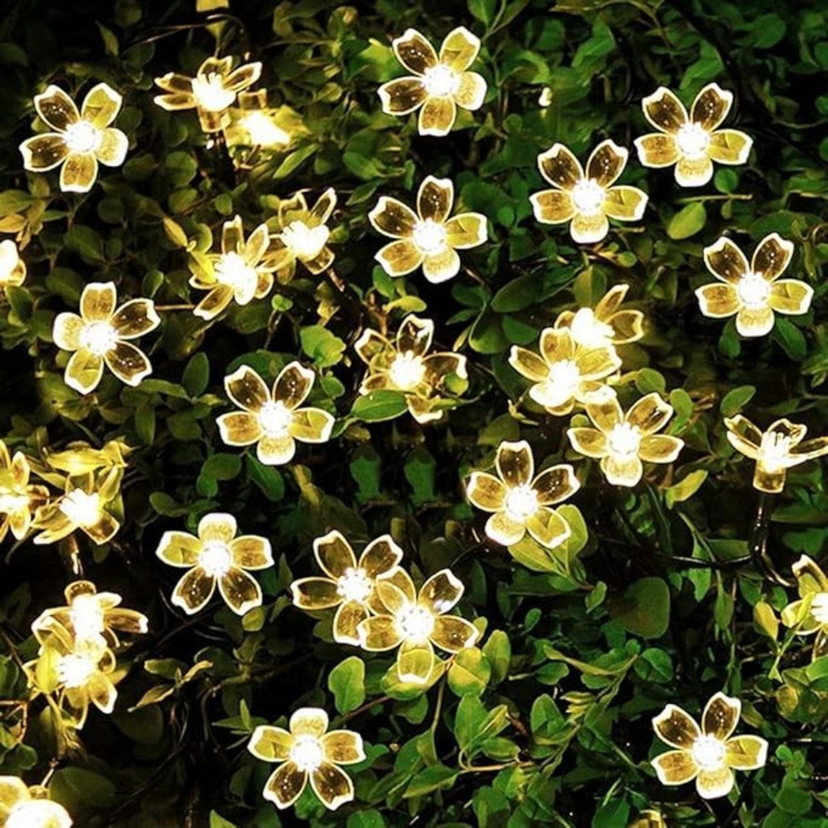 Zonne-energie Bloemenslinger 6.5m - 30 Warmwitte LED's - Waterdicht