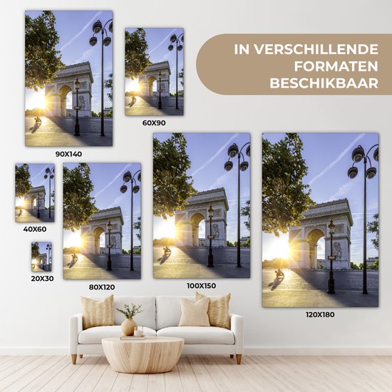 L'Arc de Triomphe à Paris au lever du soleil avec un ciel bleu clair Toile 20x30 cm - petit - Tirage photo sur toile (Décoration murale salon / chambre)