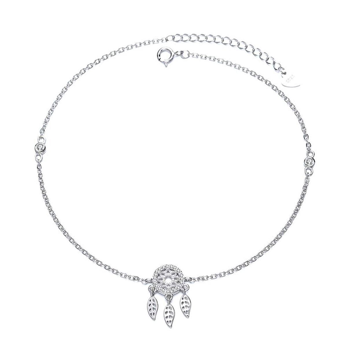 Dailygoods - Vrouwen Enkelarmband - S925 Sterling Zilver - Elegante Voetketting - Verstelbare Enkelband - Cubic Zirconia - Perfect voor Elke Gelegenhe
