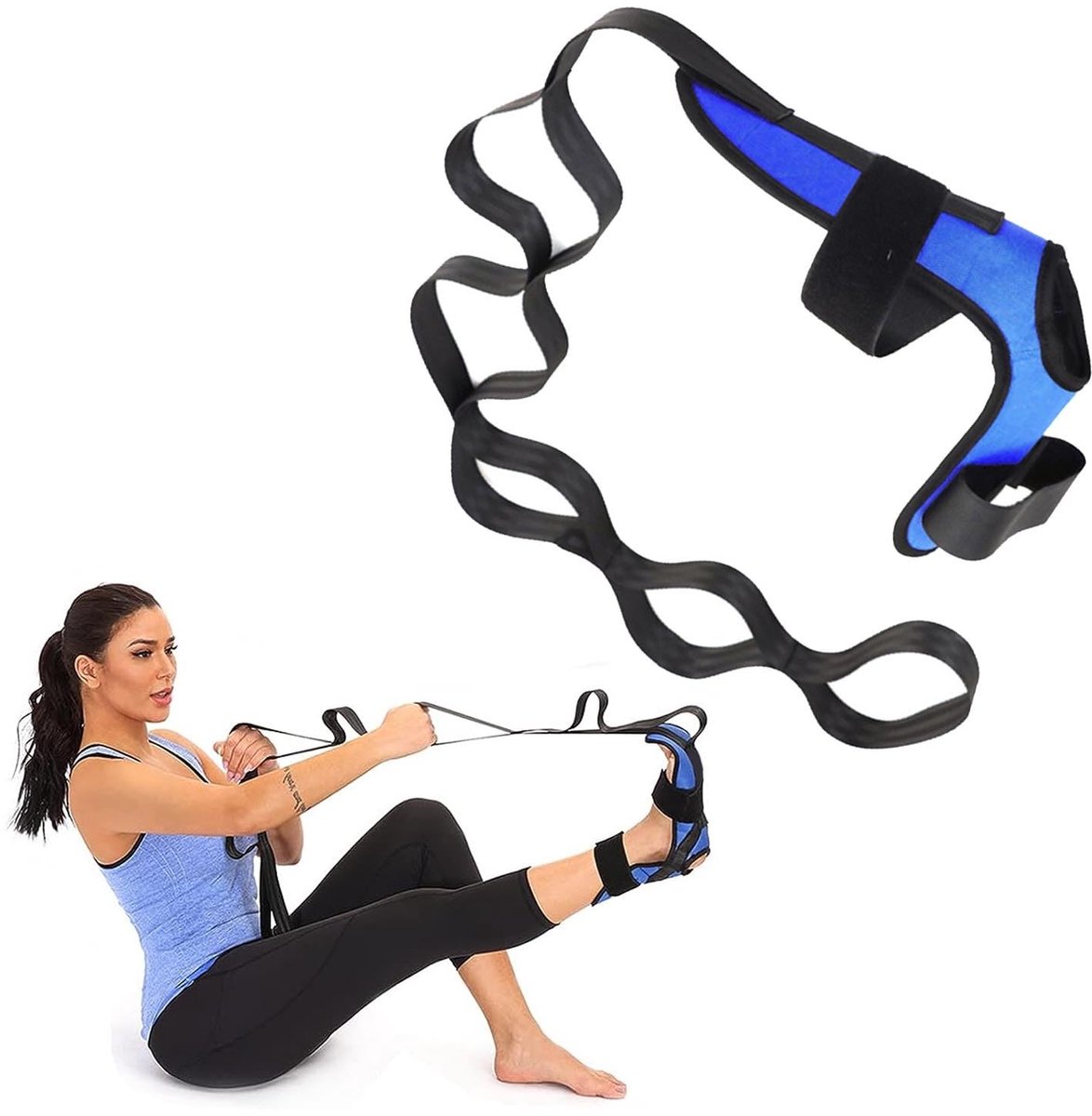 Dailygoods - Dailygoody - Yoga Stretching Strap - Fitness Beenstretcher - 7 Handgrepen - Ademend en Elastisch - Perfect voor Yoga en Fitness - 120 cm