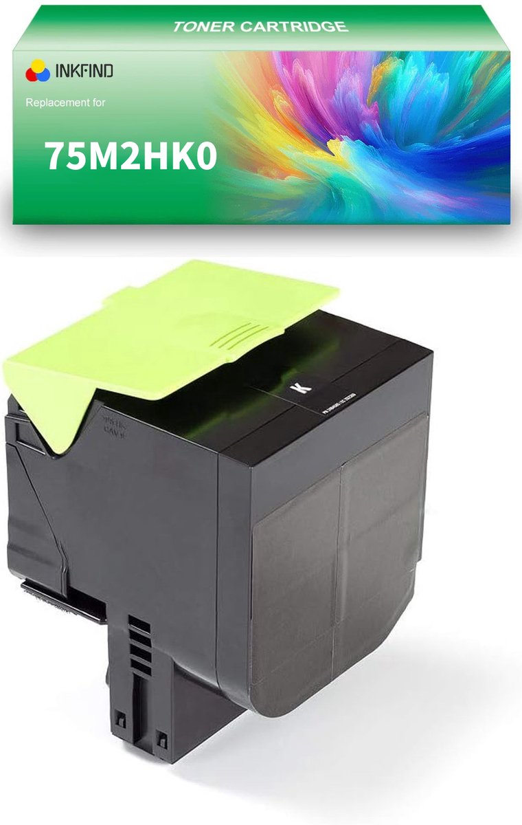 INKFIND 75M2HK0 Zwart tonercartridge compatibel met Lexmark 75M2HK0 Zwart geschikt voor Lexmark CS531dw/CX532adwe - 1-pack Zwart