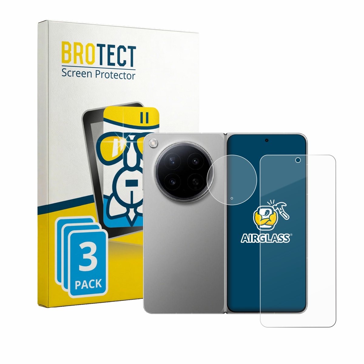 Screenprotector 3 Stuks voor Oppo Find N6 (Voor+Camera) Beschermglas transparant