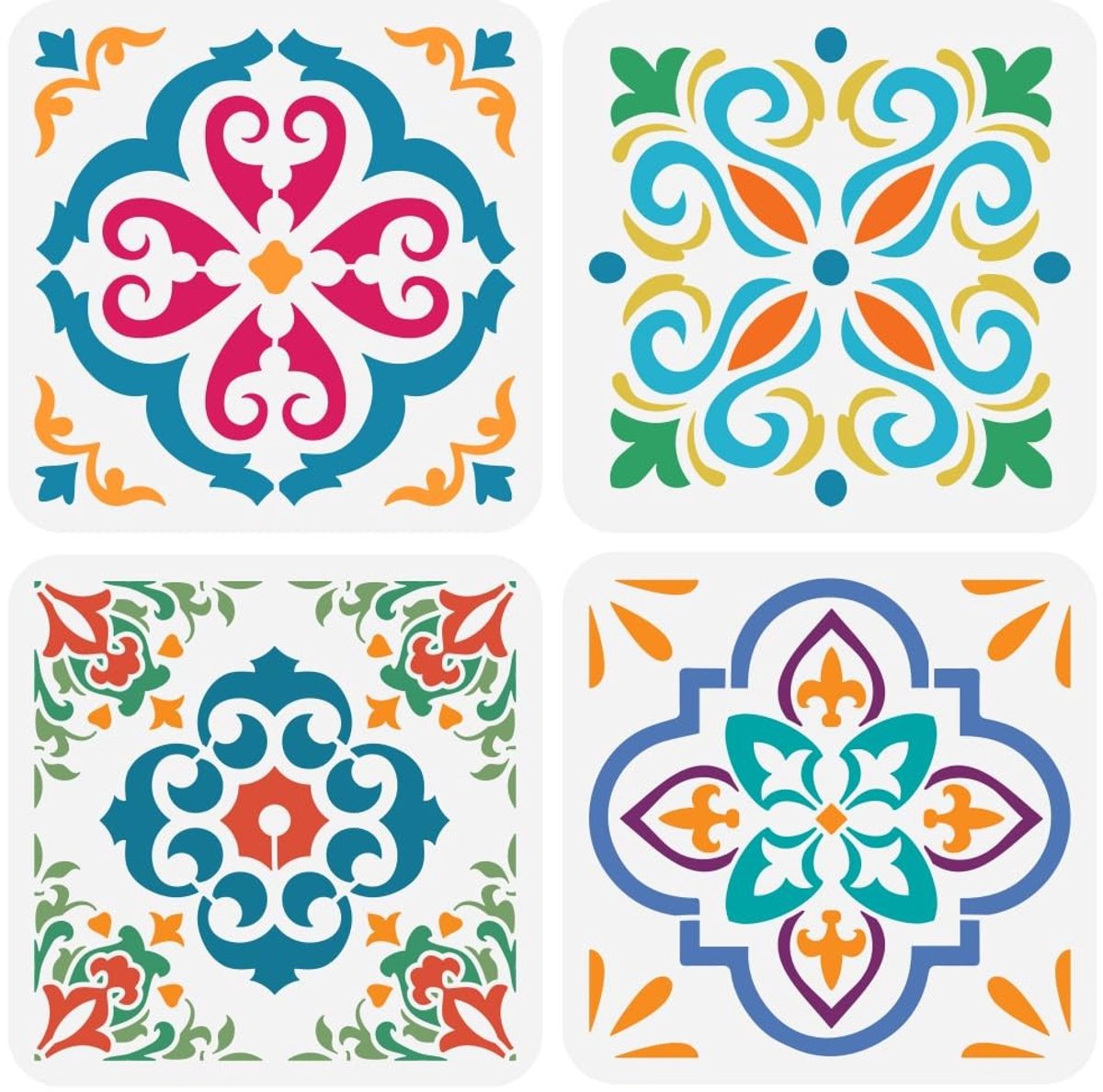 Dailygoods - Dailygoody - schildersjablonen - herbruikbaar - 20 x 20 cm - damast-randsjabloon - ideaal voor schilderen - kunststof - perfect voor muren en meubels