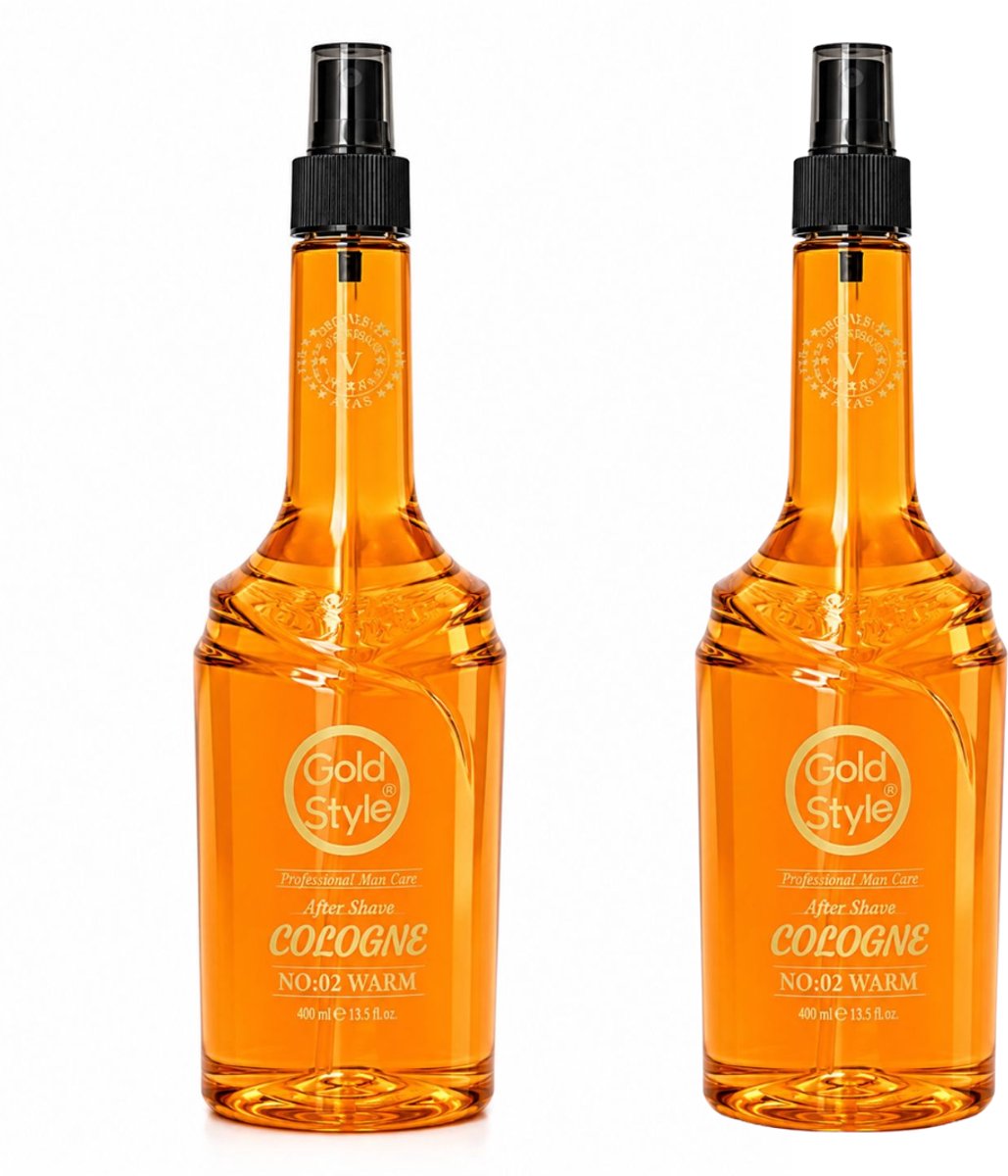 Gold Style After Shave Cologne 02 – 2 Stuks x 400 ml – Verkoelende en Verzorgende Aftershave voor Mannen