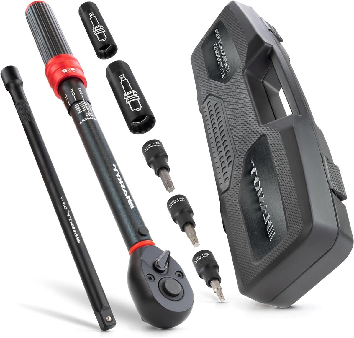 Momentsleutel - Draaimomentsleutel - Nauwkeurig Aandraaien - Inclusief Bits & Adapters - 10-60 Nm - Zwart/Rood