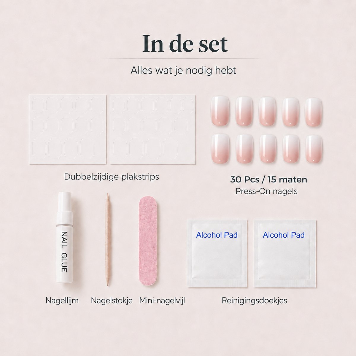 Mimo Seoul Soft Gel Press On Nails Kort - Baby Boomer Square (30 stuks) - Plaknagels Met Lijm & Plakstickers - Nepnagels Valse Nagels Herbruikbaar - Compleet Prep Kit — cadeau in Mode & Accessoires - foto 2