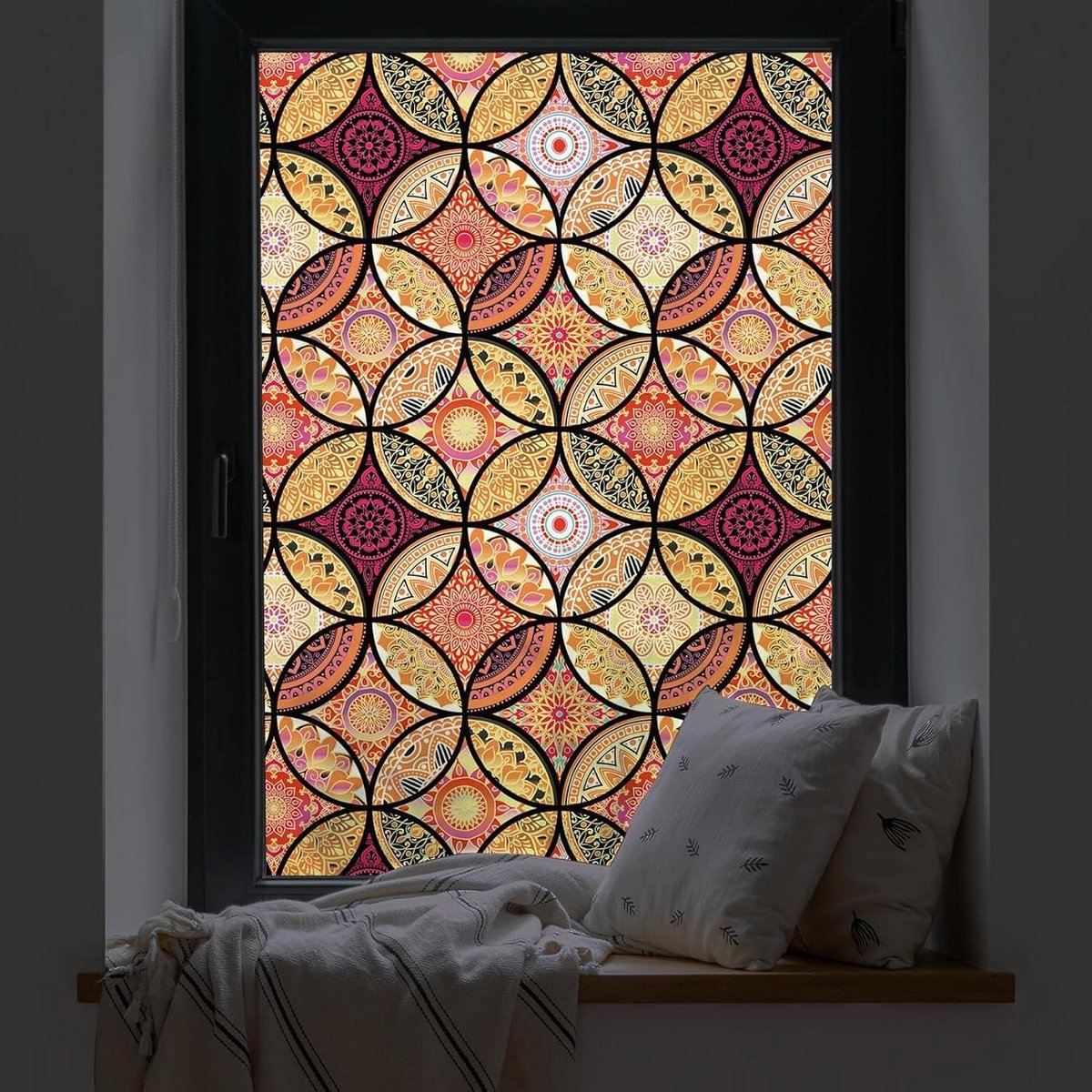 Raamfolie Glas in Lood - Zelfklevend - Antieke Look - Lood Regenboog - UVwerend