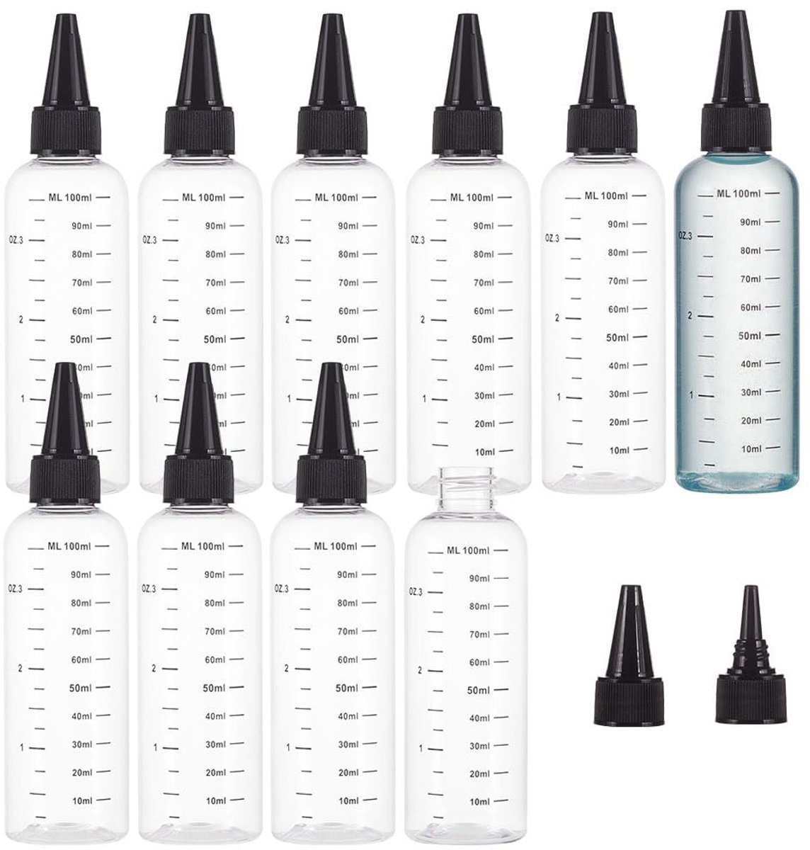 Dailygoods - Set van 10 Plastic Knijpflessen met Transparante Dop