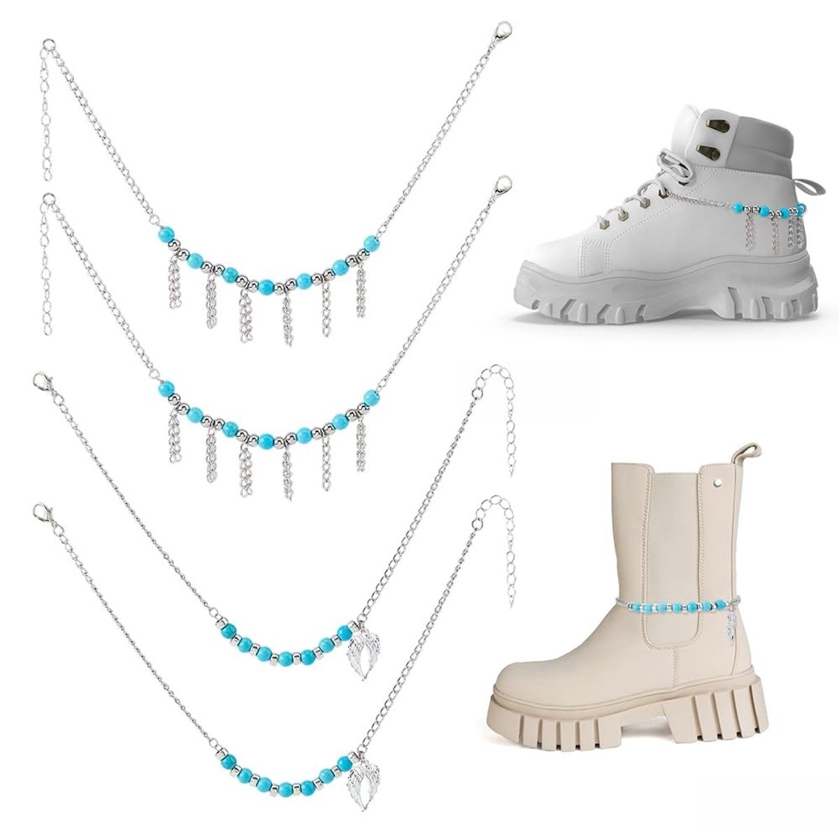 Dailygoods - 4 Stuks Enkelbandje Kettingen voor Sieraden