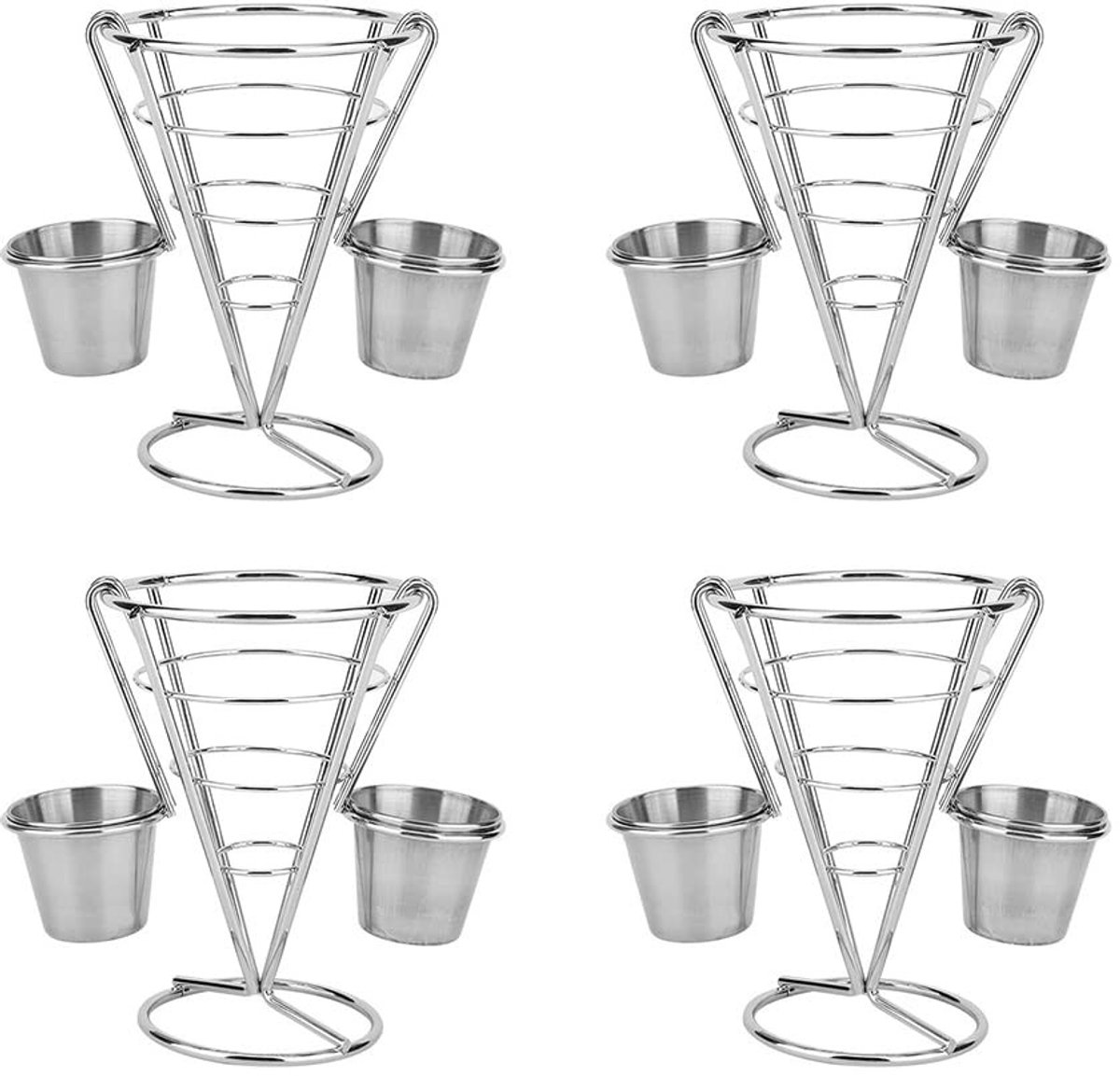 Dailygoods - Set van 4 Friethouders met Sausschalen van Gegalvaniseerd Metaal